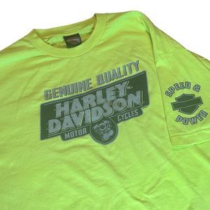 Harley Davidson Size XL  Electric City Pennsylvania Safety Yellow Green T Shirt